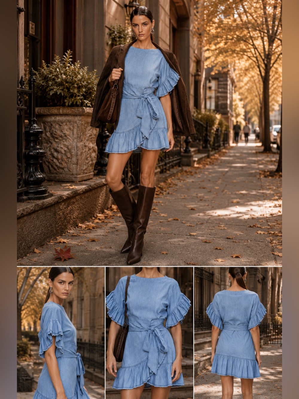 Isabel Marant Étoile Lelicia Chambray Ruffle Wrap Dress NWOT Size 36 / US 4 / S